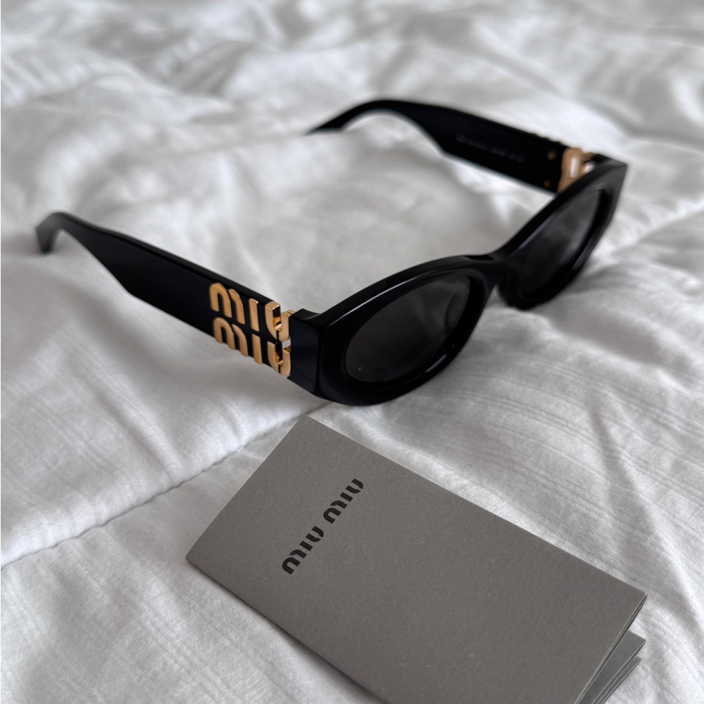 Miu Miu Black Sunglasses with Gold Accents nwot